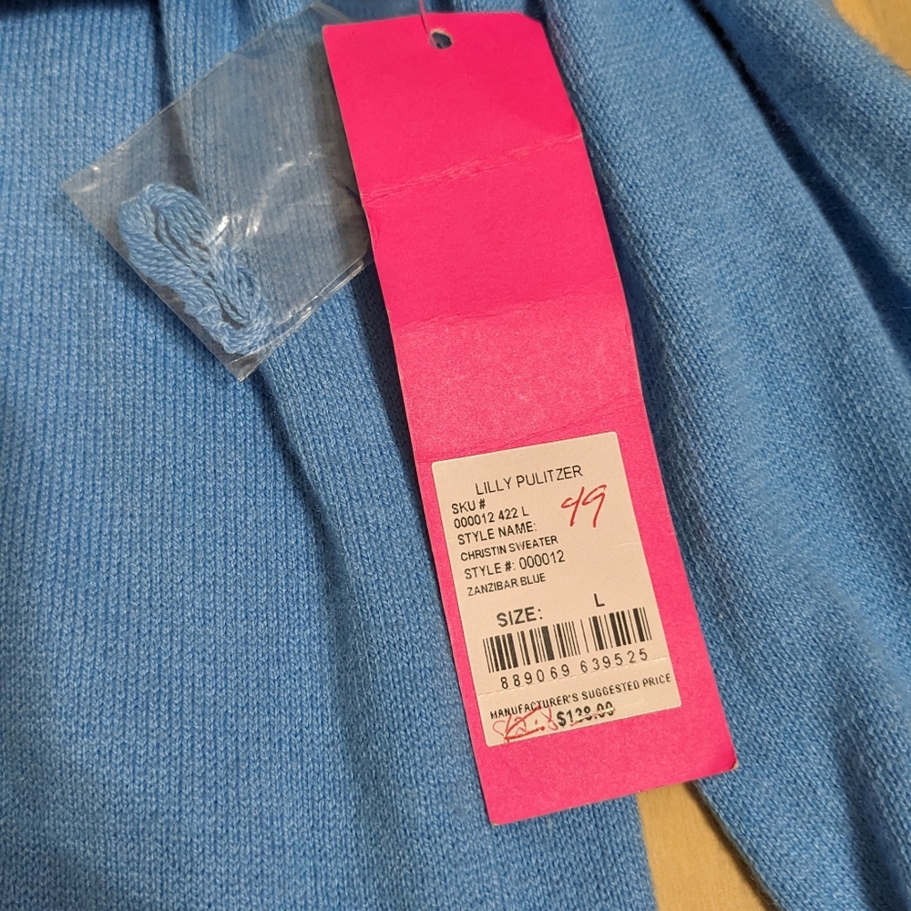 NWT! Lilly Pulitzer Christin Sweater Zanzibar Blue Size L $138 - Picture 3 of 12